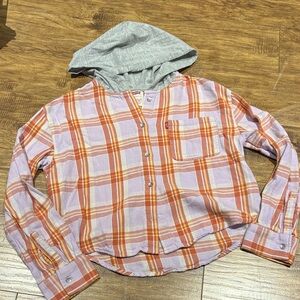 Levi's Orange, pink, Gray Plaid Kids cropped Button Down Shirt